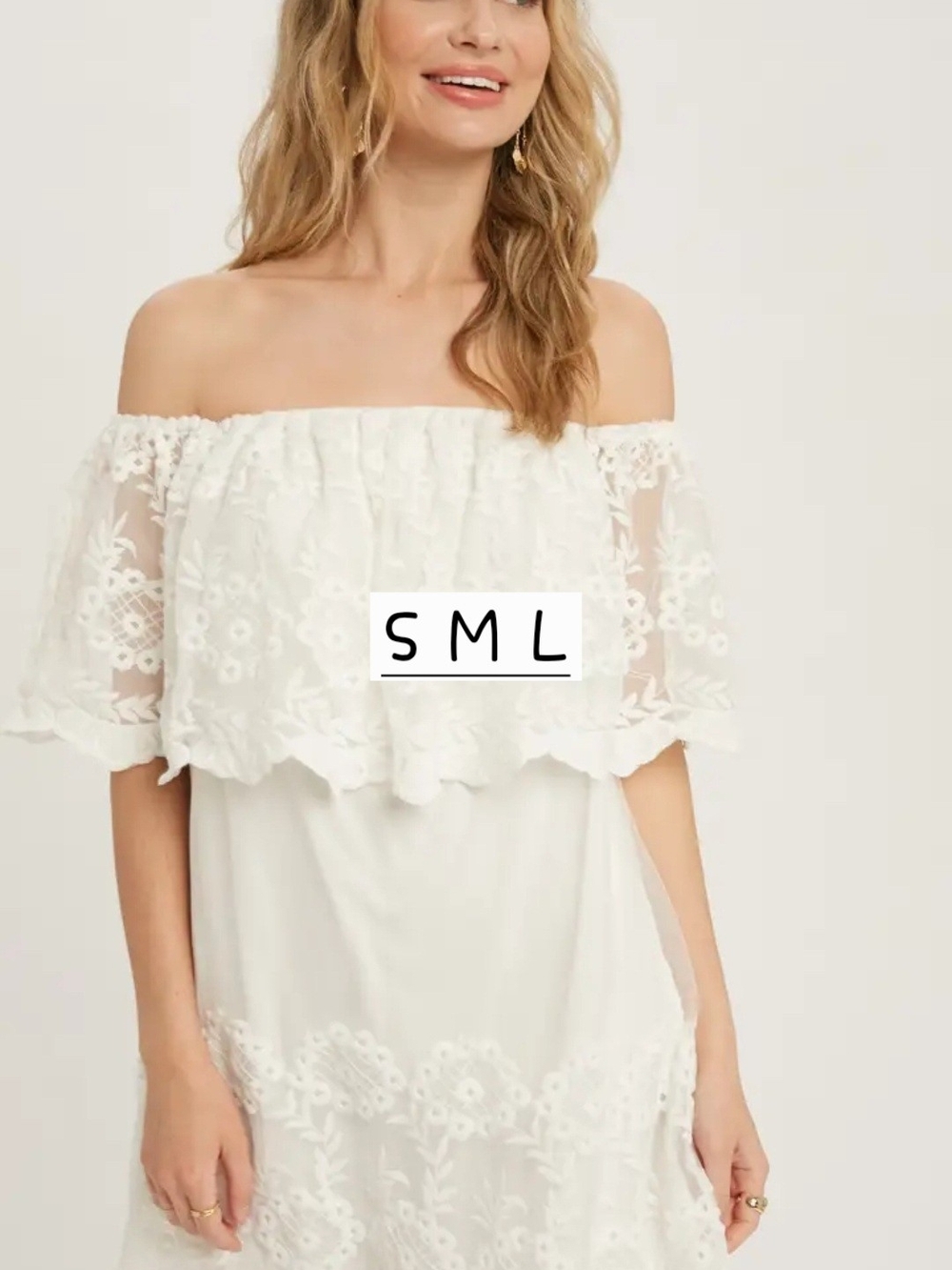 White Off-Shoulder Embroidered Lace Maxi Dress